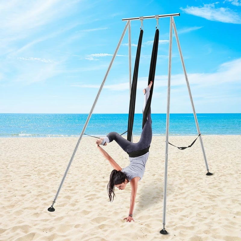 Houseables Aerial Silks, Yoga Swing, Aerial Yoga Hammock, Ariel Silk, Gymnastics Swing, Acrobatics Equipment, For Home, Indoor, Outdoor, Arial Setup, Rig, Sling, Portable - Image 5